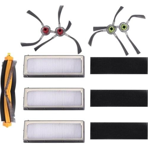 Replacement Filter and Brush Kit for ECOVACS DEEBOT 900 901 Robotic Vacuum Accessories - 8 Pack (3x Filter + 4x Side Brush+1x Ma