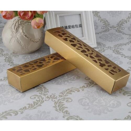 20pcs/lot Cookie Package Gold Color Strip Hollow Macarons Box, Cake Box, Chocolate, Muffin Biscuits Box Baking Package