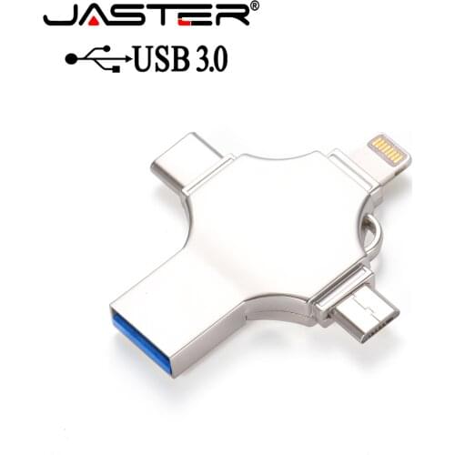 JASTER Type-c Otg Usb Flash Drive 3.0 For Iphone ipad Android 16gb 32gb 64gb 128gb 256gb Pendrive 4in1