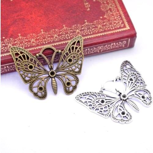 Vintage Ancient Bronze Silver Hollow Butterfly Pendant Charms Jewelry DIY Accessories Handmade Key Rings,Bracelets Making