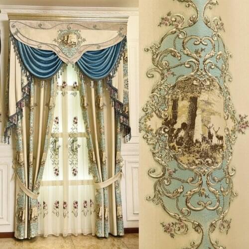 New European Style Curtain Atmospheric High-end Luxury Villa Curtains for Living Dining Room Bedroom High Shading Rate
