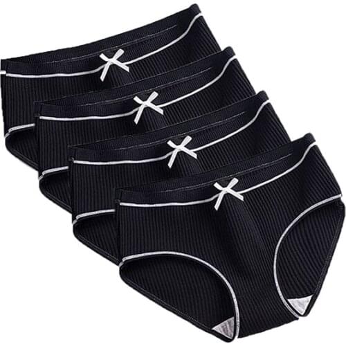 Womens Cotton Panties For Women 4Pcs Young Girl Panties Lovely Women Panties Ladies Threaded Breathable Womens Panties 2020