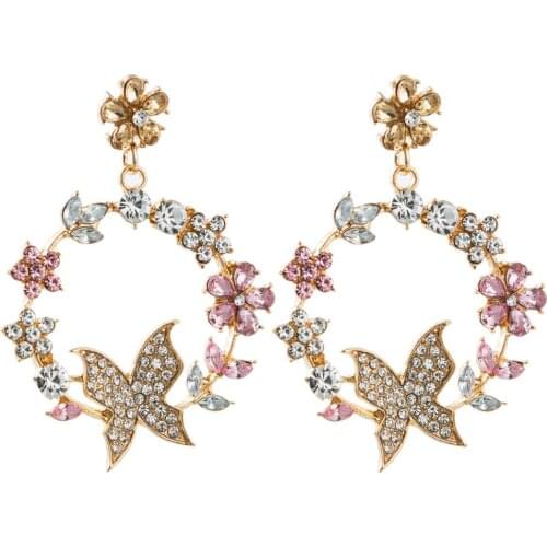 Bohemian Style Women Fashion Resin Crystal 5Colors Dangle Earrings Jewelry Hot Sale Girls' Statement Earrings Accessories