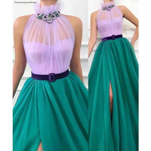 2019 New Arrival High Neck Evening Dress Two Colors Holiday Women Wear Formal Party Prom Gown Custom Made Plus Size