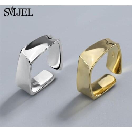 2021 Fashion Simple Style Square Ring Classic Ring Wedding Engagement Jewelry Geometric Irregular Open Rings for Women Men