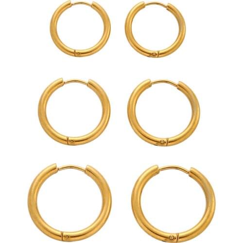 2021 New Stainless Steel Hoop Earrings For Womens Men Punk Geometry Earrings Gold Round Circle Hoops Earring Hip Hop Jewelry