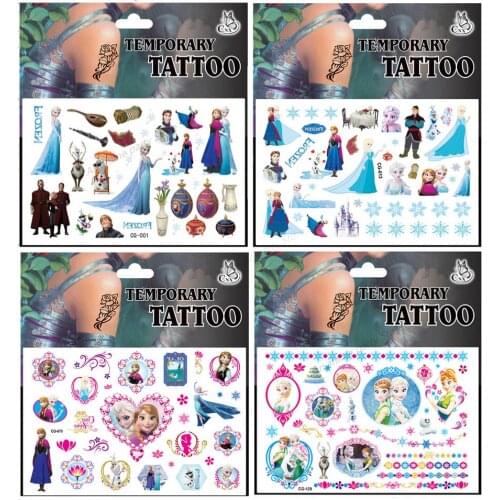 4pcs Frozen Tattoo Stickers Aisha Queen Anna Princess Tattoo Stickers Childrens Birthday Party Decoration Supplies Small Gifts