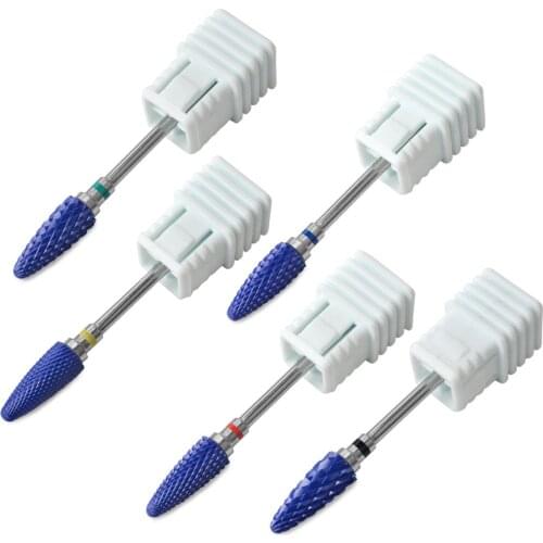 5pcs Blue Ceramic Milling Cutter Nail Cutter Drill Bit Electric Manicure Drill Pedicure Drill Bit Machine Filing Nail Art Tools