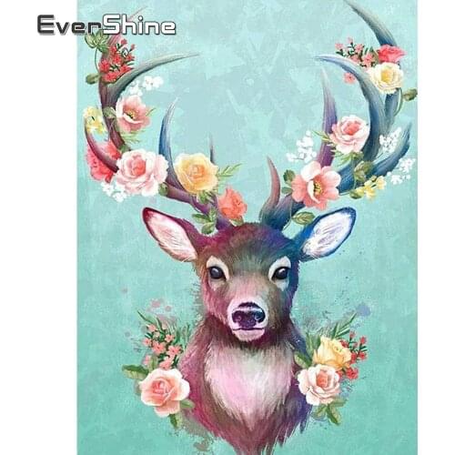 EverShine 5D Diamond Painting Deer Rhinestone Cross Stitch Full Square Diamond Embroidery Animal Picture Mosaic Wall Decor