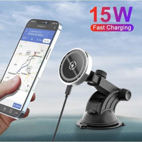 YOUXIU Magnetic Qi Car Wireless Charger Phone Holder for iPhone 12 Pro Max Mini Magsafe 15W Fast Wireless Charging Phone Mount