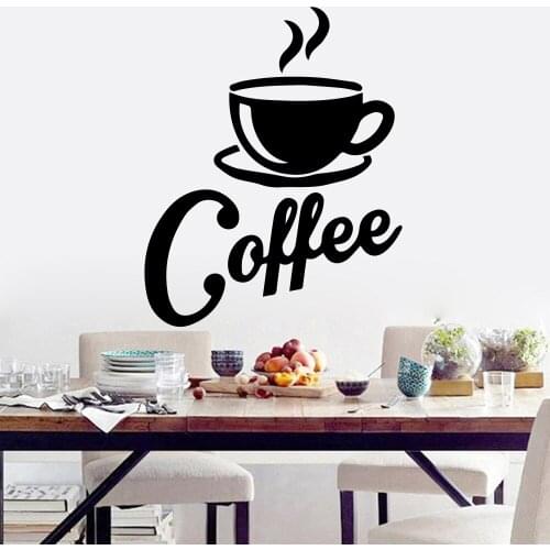 Free Shipping Coffee Wall Stickers Modern Interior Art Wall Decoration For Coffee House Home Decor Removable Mural