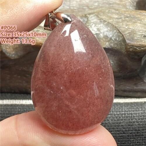 Natural Strawberry Quartz Beads Pendant Jewelry For Women Man Crystal Healing Wealth Luck 35x25x10mm Beads Silver Stone AAAAA