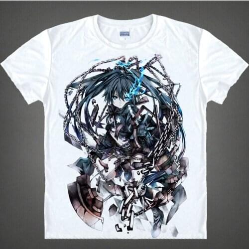 Black Rock Shooter T-shirts kawaii Japanese Anime t-shirt Manga Shirt Cute Cartoon Mato Kuroi Cosplay shirts 37166799598 tee 340