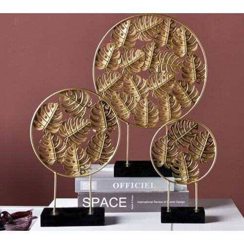 Cutelife Ins Nordic Resin Iron Leaf Small Room Accessories Vintage Living Room TV Rustic Home Decor Retro Plant Table Ornaments