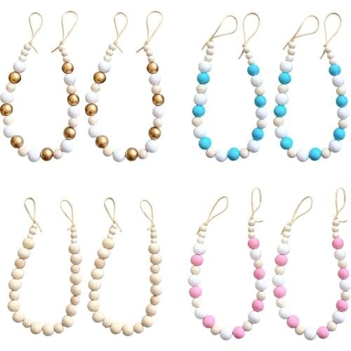 Wooden Beads Curtain Holders Tieback Clips Beaded Buckle Holdback Straps Home Drape Curtain Decorative Accessories