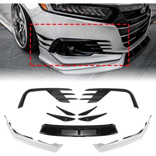 For Honda Accord YOFER 2021 White Front Bumper Lip & Side Corner Guard Cover & Fog Light Intake Grille Frame Lid & Spoiler Trim