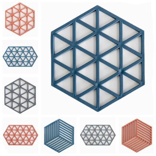 Hexagonal PVC Placemat Stain Resistant Dining Table Placemats Nordic Anti-Slip Tea Coaster Bowl Pad Mats Kitchen Gadget