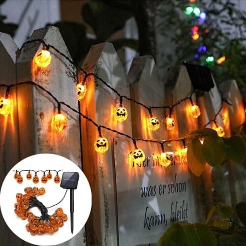 20/30LED Halloween Pumpkin String Light Fairy Lights Garland Light Garden Halloween Decoration Outdoor Street Garland Solar Lamp