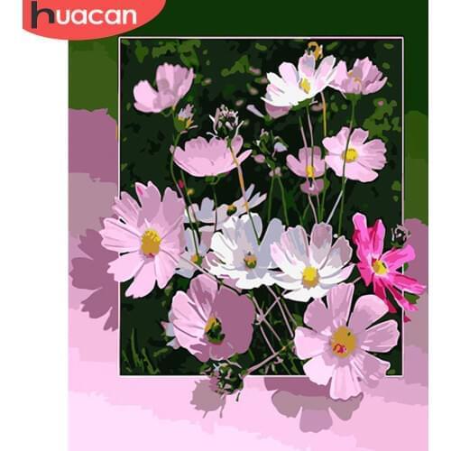 HUACAN Painting By Numbers Flowers HandPainted Drawing Canvas Kits DIY Home Decoration Coloring Number Gift Pictures