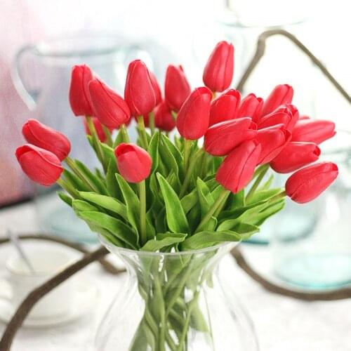 1PC PU Tulips Artificial Flowers Real touch artificiales para decora mini Tulip for Home Wedding decoration Flowers