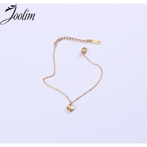 Joolim High End PVD Plated Symple Peach Heart Bracelet Wholesale Drop Shipping Supplier