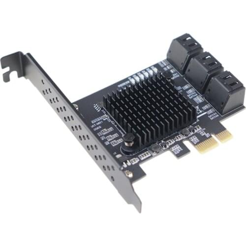 PCIe 2.0 x1 to SATA III 6 Ports Adapter Card Marvell Chipset Non-Raid For IPFS Hard Drive Mining and Adding SATA 3.0 Devices