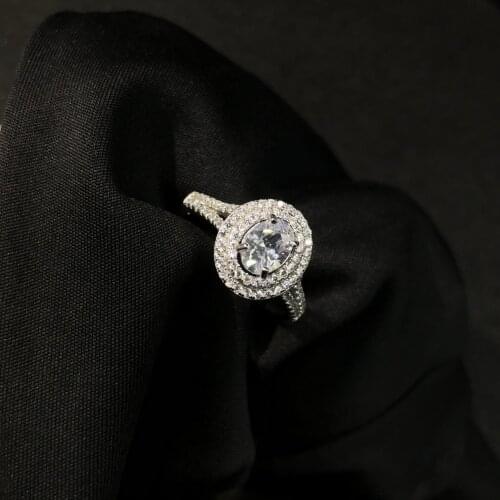 Classic 925 Sterling Silver Round Cut Crystal CZ Ring For Women Engagement Anniversary Romantic Jewelry Gift