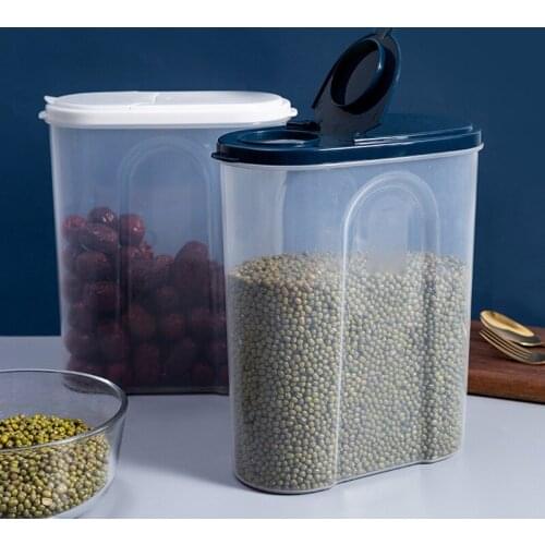 Food storage Box Plastic Food Sealed Jar Cans With Lid Grain Cereal Dried Fruit Snacks Container Kitchen Storage Organizer