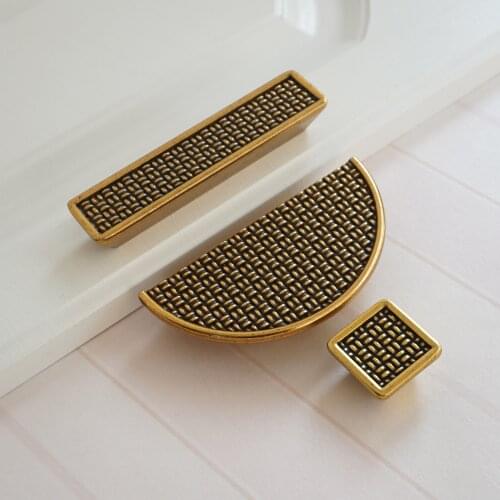 2.5" 3.75" Gold Bronze Drawer Pull Handles Square Cabinet Knobs Semicircle Door Handle Vintage Furniture Handle Knob 64 96mm
