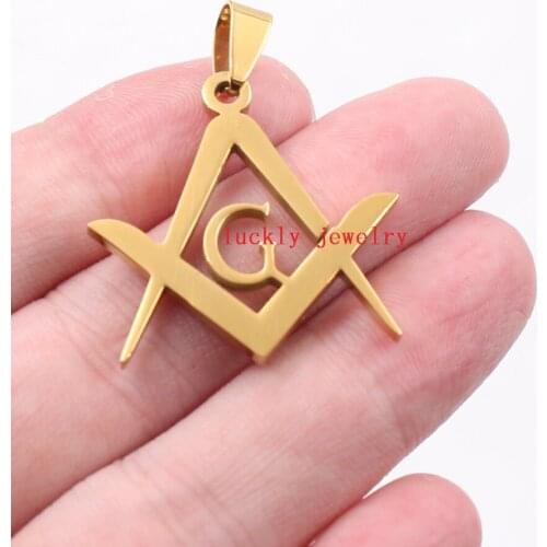 Luckly Stainless Steel Gold Masonic symbols Pendants for Men Jewelry Los Angeles no chain