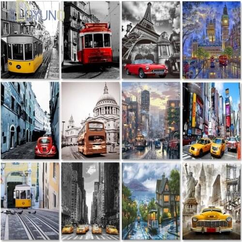 SDOYUNO Diy Paint By Numbers For Adults Digital Painting By Numbers Kits Hand Paind Street Landscape Oil Painting For Home