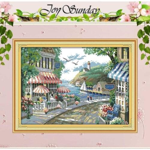 The Seaside Cafe Patterns Counted Cross Stitch 11CT Printed 14CT Cross Stitch Set Chinese Cross-stitch Kit Embroidery Needlework