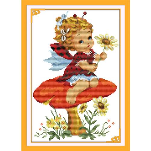 The mushroom girls cross stitch kit DIY hand embroidery set craft handmade needlework cross-stitching DMC color Dreamfounder