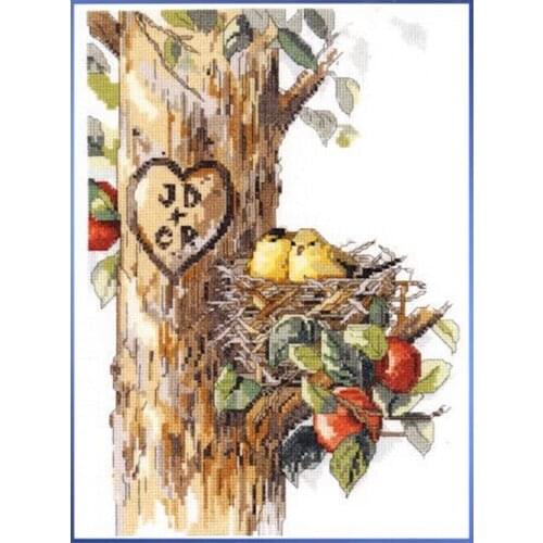 Gold Collection Counted Cross Stitch Kit Birds of a Feather Two Birds Love Lover Nest Home