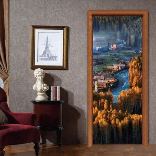 77x200cm 3D Natural Landscape Wall Door Stickers DIY Mural Bedroom Poster PVC Waterproof Stickers Home Decor