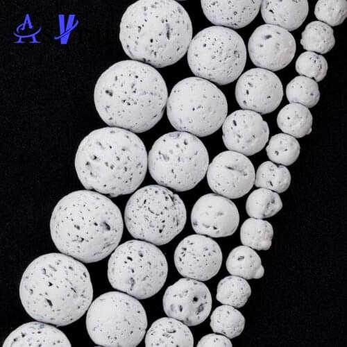 White Hematite Lava Stone Natural Stone Matte Round Beads For Jewelry Making 4-12mm Spacer Loose Beads Diy Bracelets Necklace15"