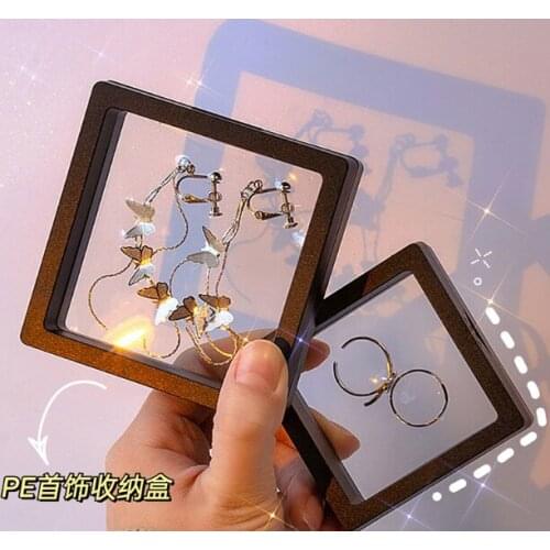 PE film is not easy to break portable earrings anti-oxidation small transparent suspension jewelry storage box J05