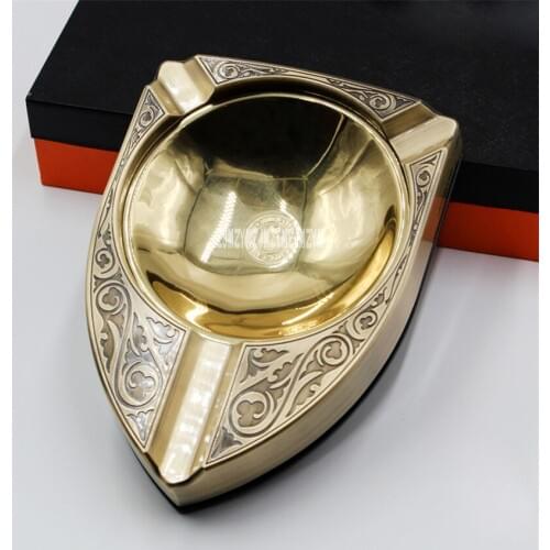 New High-end Metal Cigar Ashtray Creative Luxury Ashtray Living Room Desk KTV Home Decoration Pure Copper Cigar Ashtray JF-076