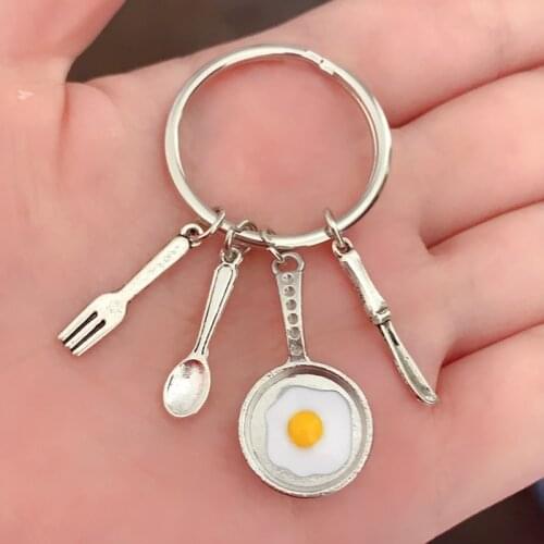 New fashion personalized chef keychain chef gift chef keychain fried egg keychain tableware keychain kitchen gift