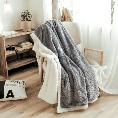 New Double Thick Wheat Jacquard Soft Warm Blanket Travel Sofa Solid Fleece Coral Blankets For Bed Soft Fluffy Cobertor 150X200CM