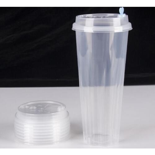 700ml 24oz Disposable Plastic Cups Thicken Injection Heat Resisting Milk Tea Cup Transparent Hot Drinks Juice Coffee Mug With Li