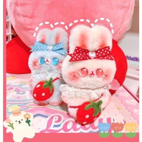 Original Handmade Soft Girl Plush Strawberry Bunny Doll Pendant Hug Doll Doll