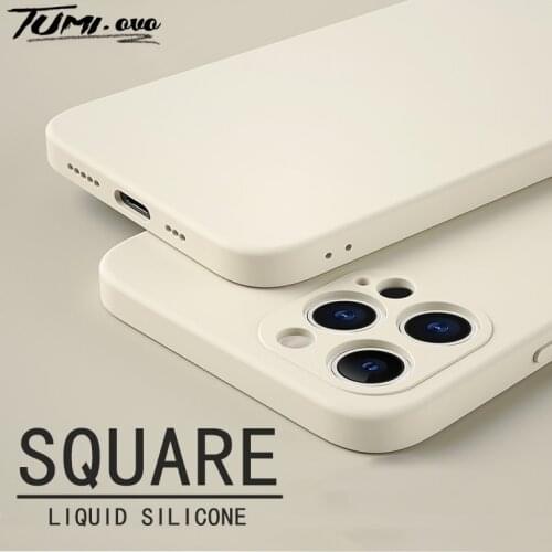 Original Square Liquid Silicone Phone Case for iPhone 12 11 Pro Max Mini XS X XR 8 7 6 6S Plus SE 2020 Soft Cover Candy Case