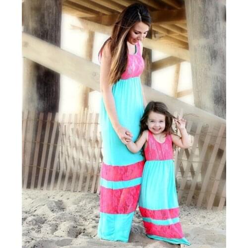 Mother Daughter Dresses Mommy And Me Dresses Mum Mom and Daughter Baby girls Matching Clothes for Kids Dress Bohemia Clothing