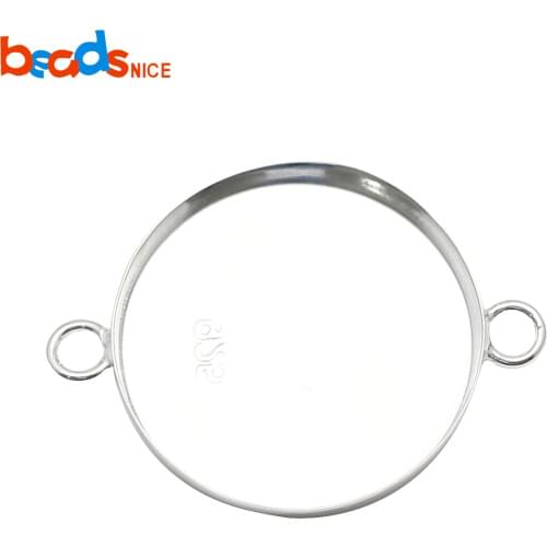 Beadsnice 925 sterling silver connector tray 25mm round bezel ID 37557