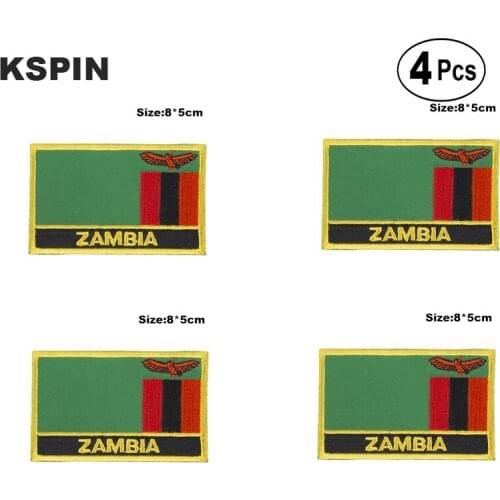 Zambia Rectangular Shape Flag Iron on Saw on Patches Embroidered Flag Patches National Flag Patches for Clothing