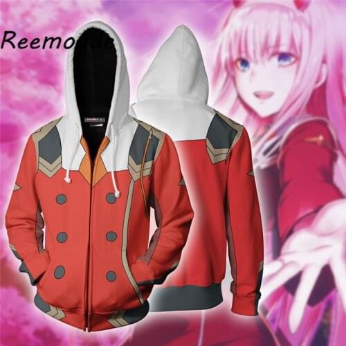 Anime Darling In The Franxx 3D Print Hooded Hoodie Sweatshirt Women Girls Casual Zipper Jacket Harajuku Hoody Coat Tops Autumn