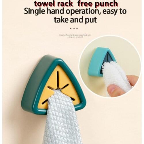 Towel Rack Free Punch Storage Racks Hanger Adhesive Rag Dishcloth Holder Rag Cleaning Hook Tools Bathroom Kitchen Accessories