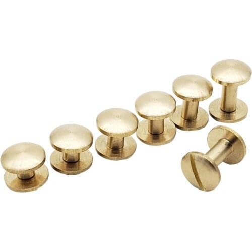 XUNZHE 10Pcs 4 -12mm Double arc Head Belt Luggage Leather metal Craft Solid Screw Nail Rivet strap Rivets Copper great quality