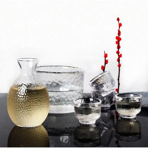 Japanese Sake Pot Set Golden Edge Glass Sake Bottle Set Rice Wine Vodka Wine Cup Flasks Liquor Glasses Barware Wedding Gifts